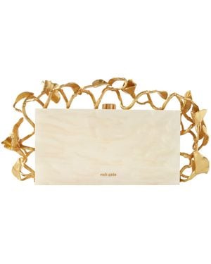 Cult Gaia Fana Marbled Acrylic And-Tone Clutch - Natural