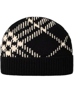 Burberry Plaid Knit Hat - Black