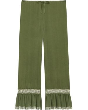 Saint Laurent Lace-Cuff Pants - Green