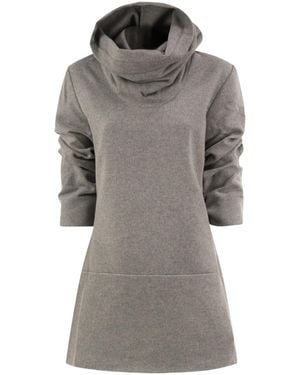 7 For All Mankind Draped Hood Short Dress - Grey