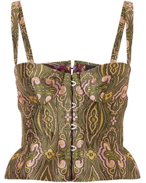 Etro Floral Paisley-Print Jacquard Bustier Top - Brown