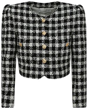Alessandra Rich Check Casual Coat - Black