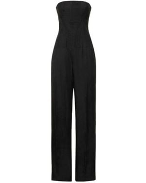 Stella McCartney Crepe Corset Wide Leg Jumpsuit - Black