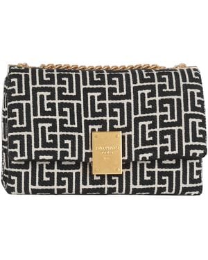 Balmain 1945 Soft Small Monogrammed Shoulder Bag - Black