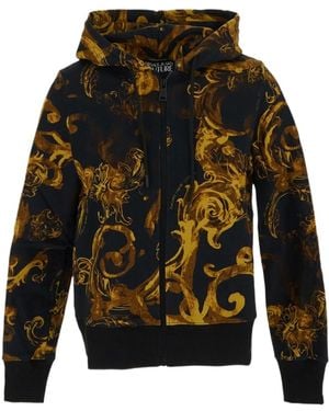 Versace Jeans Couture Watercolor Couture-Print Zip-Up Hoodie - Gray
