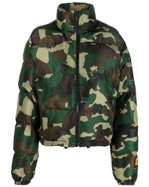 Heron Preston Camouflage Pattern Quilted Jacket - Green