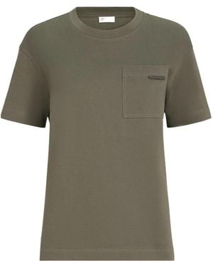 Brunello Cucinelli Cotton Jersey T-Shirt With Shiny Tab - Green