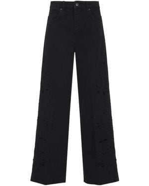 FARM Rio Floral-Appliqué Five-Pockets Jeans - Black
