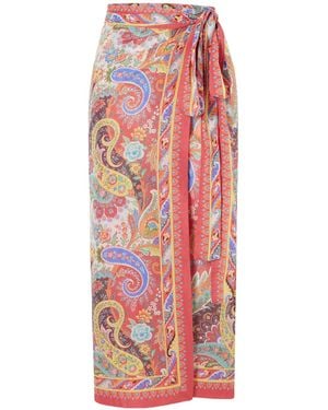 Etro Paisley-Print Voile Cover-Up - Red