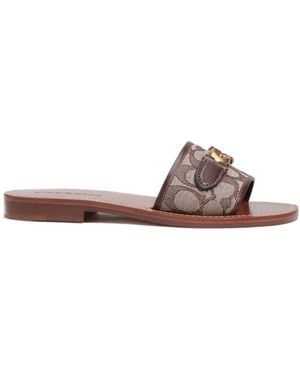 COACH Logo Slippers - Brown
