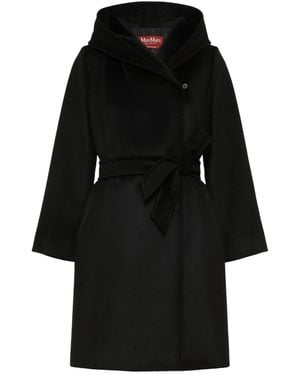 Max Mara Wool Broadcloth Robe Coat - Black