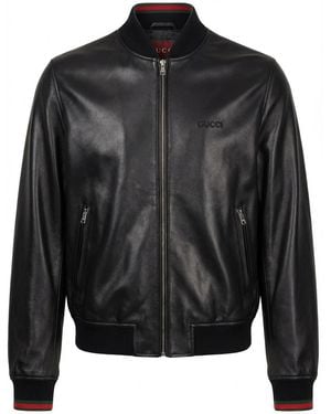 Gucci Nappa Leather Bomber Jacket - Black