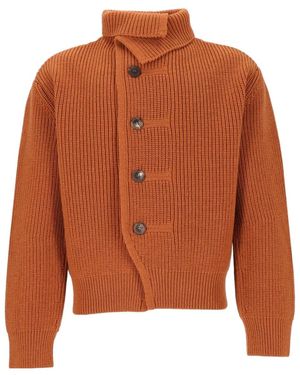 Dries Van Noten Ribbed Shawl Cardigan - Brown