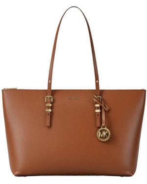 Michael Kors Quinn Large Pebbled Leather Tote Bag - Brown
