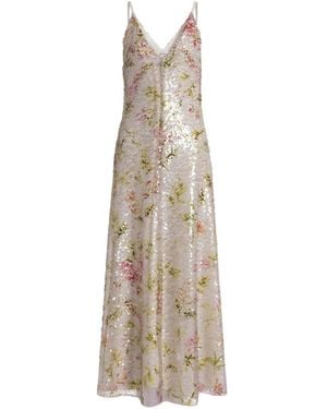 Alberta Ferretti V-Neck Dress - Natural