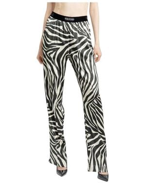 Tom Ford Zebra-Print Logo Waistband Pants - Black