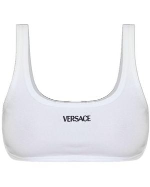 Versace Ribbed Cropped Top - White