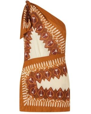 Johanna Ortiz Printed Cotton-Voile Mini Dress - Brown