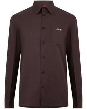 Gucci Long-Sleeve Button-Up Shirt - Brown