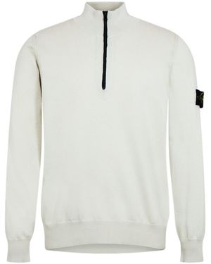 Stone Island Quarter Zip Knit Jumper - White