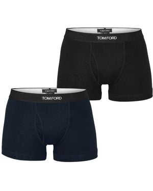 Tom Ford Plain Cotton Boxer Briefs, 2-Pack - Black