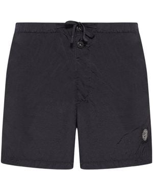 Stone Island Elastic-Waist Swim Trunks - Blue