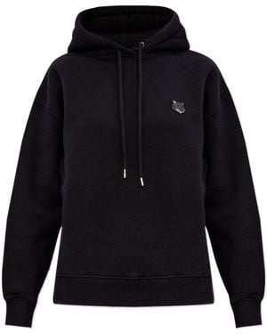 Maison Kitsuné Maison Kitsuné Bold Fox Head Patch Drawstring Hoodie - Blue