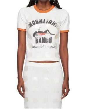 Conner Ives Mother-Of-Pearl Sequined Trim T-Shirt - White