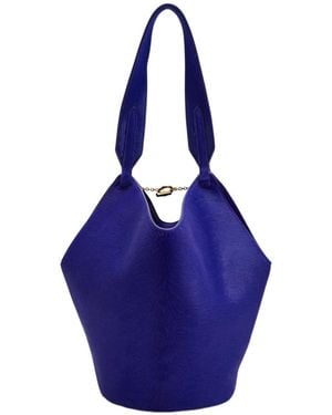 KHAITE Lotus Mini Suede Tote Bag - Blue