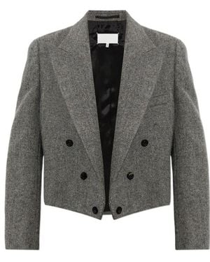 Maison Margiela Herringbone Double-Breasted Blazer - Grey