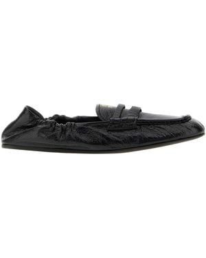 Miu Miu Ruches Crinkled-Effect Elasticated Loafers - Black