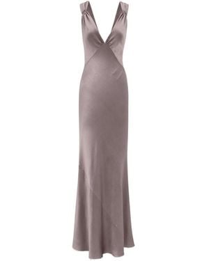 Saint Laurent Cross-Back V-Neck Dress - Purple