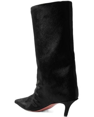 AMINA MUADDI Calf-Hair Pointed-Toe Kitten-Heel Ankle Boots - Black