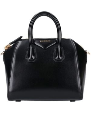 Givenchy Mini Antigona Patent-Leather Top-Handle Tote Bag - Black