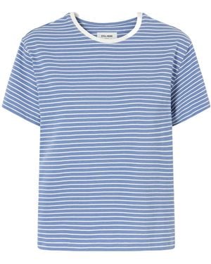 Still Here Striped Cotton-Jersey T-Shirt - Blue