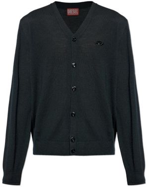 DIESEL K Volto Logo Embroidered Cardigan - Black