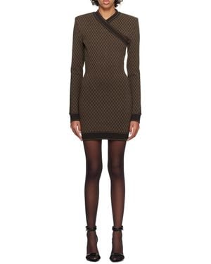 Balmain Long Sleeved Dress - Brown