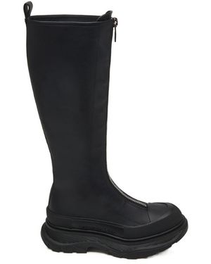 McQueen Tread Slick Front-Zipped Boots - Black
