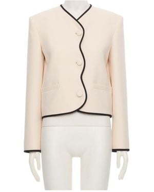 Valentino Crepe Couture Button-Up Jacket - Natural