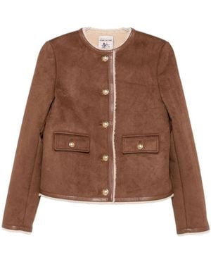 Semicouture Button Long-Sleeved Casual Jacket - Brown