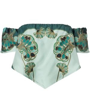 La DoubleJ Sand Dollar Printed Silk Top - Green