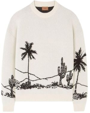 Alanui Desert Print-Knitted Sweater - White