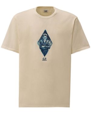 C.P. Company Logo-Print Short-Sleeved T-Shirt - Natural