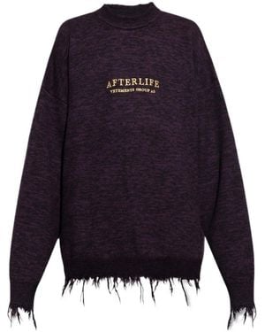 Vetements Logo Embroidered Oversized Sweater - Blue