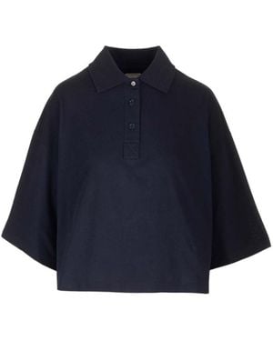 Bottega Veneta Cropped Cotton Piqué Polo - Blue
