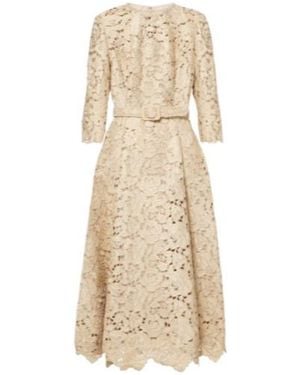 Oscar de la Renta Guipure Lace Cocktail Dress - Natural