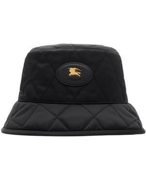 Burberry Logo Patch Quilted Bucket Hat - Black