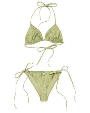 Acne Studios Trompe L'Oeil-Print Bikini - Green