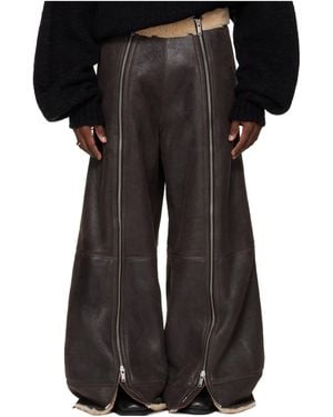 Lu'u Dan Zippered Grained Sheepskin Trousers - Black
