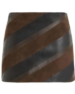 P.A.R.O.S.H. Leather Mini Skirt With Inserts - Brown